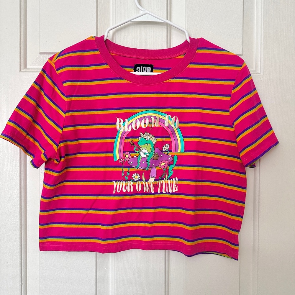 Bold and Colorful Striped Shirt - Fun Frog Design